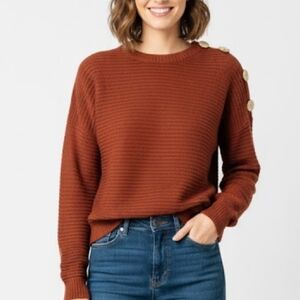 Women's Rust knit sweater with Button Detail